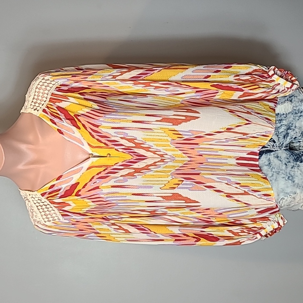 HALE BOB Art To Wear Flowy‎ Top Size XS Silky Bohemian Comfy Beachy Summer